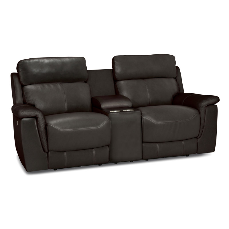 Causeuse inclinable en cuir 79,5 po Granada, Cuir graphite assorti