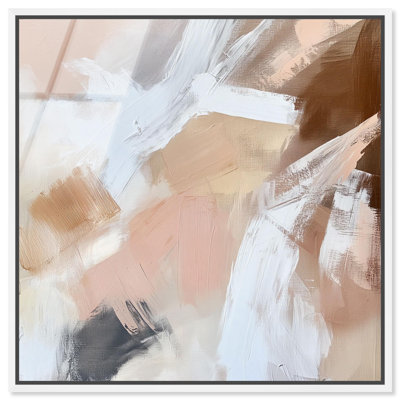 Taupe et frêne I encadré en verre acrylique ultra-brillant Boho Minimalist par Art Remedy, cadre blanc, 12 x 12