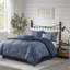 Édredon en seersucker bleu marine pour grand lit 7 pièces-126059927