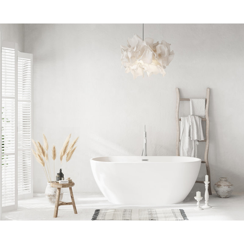 59 Inch Bathtub in Glossy White with Trim, Brushed Nickel