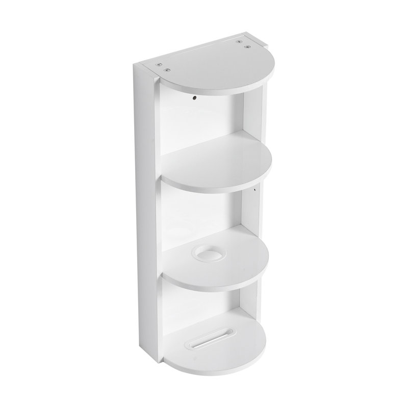12" Bathroom Wall-Mounted Storage Rack, Float Mounting Design, (KD-Packing), Glossy White