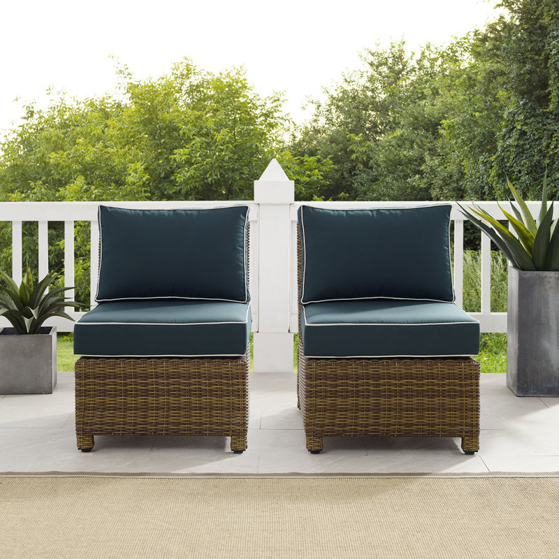 Ensemble de chaises d'extérieur 2 pièces Regina, Brun, Velours bleu marine