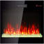 Foyer électrique de 60 po, façade encastrée en verre trempé ultra mince fixée au mur avec télécommande et flammes multicolores et braise, chauffe-lumière DEL-2012849635