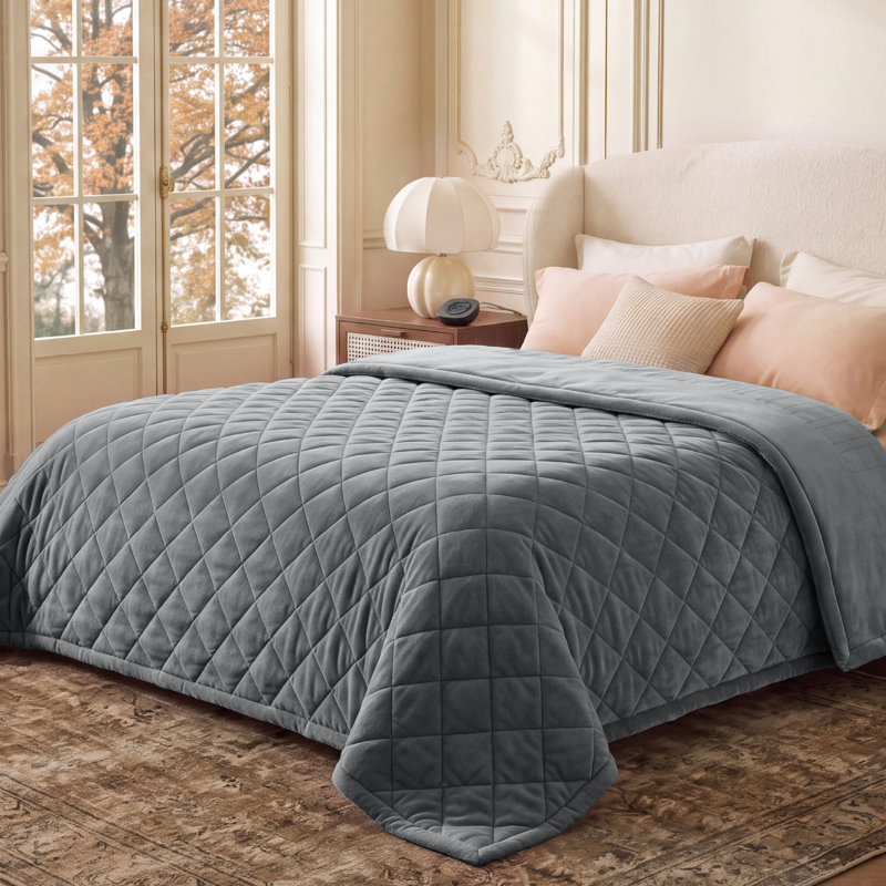 Couverture chauffante matelassée Cozy Winter Collection, Grand lit, Gris formel