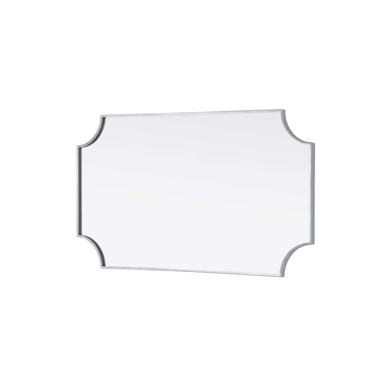 Notched Metal Mirror 24x42 inch in Silver, Silver, 42" x 24"