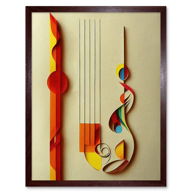 Abstract Musical Symbol Clefs Music - Print, Brown Framed Paper, 43cm H x 33cm W