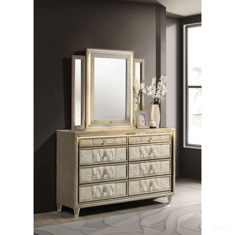 Commode 8 tiroirs avec miroir Mika