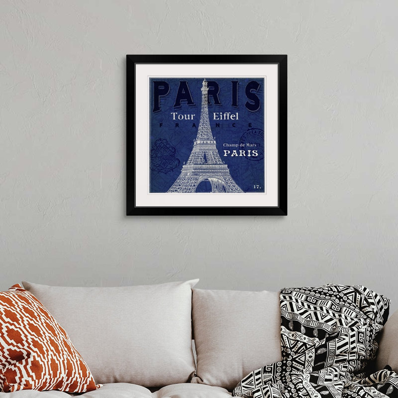 « blueprint tour eiffel » par sue schlabach, impression, H 28 x l 28 po x P 1 po, Cadre noir