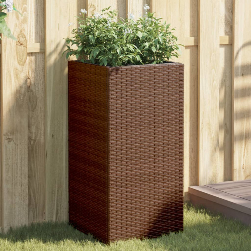 Garden Planter Poly Rattan, 60cm H x 30cm W x 30cm D, Black