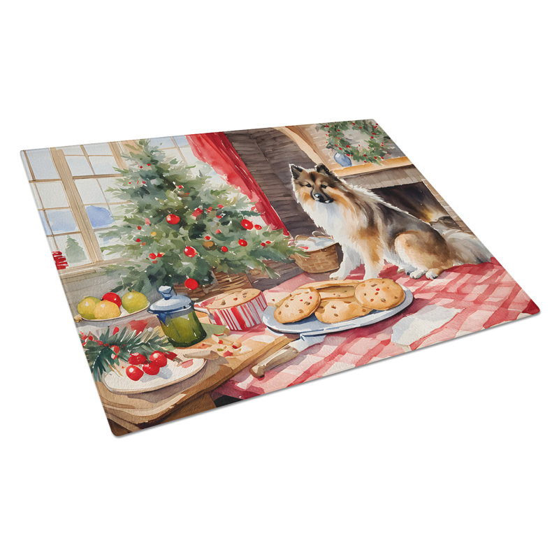 Planche à découper en verre Keeshond Christmas Cookies
