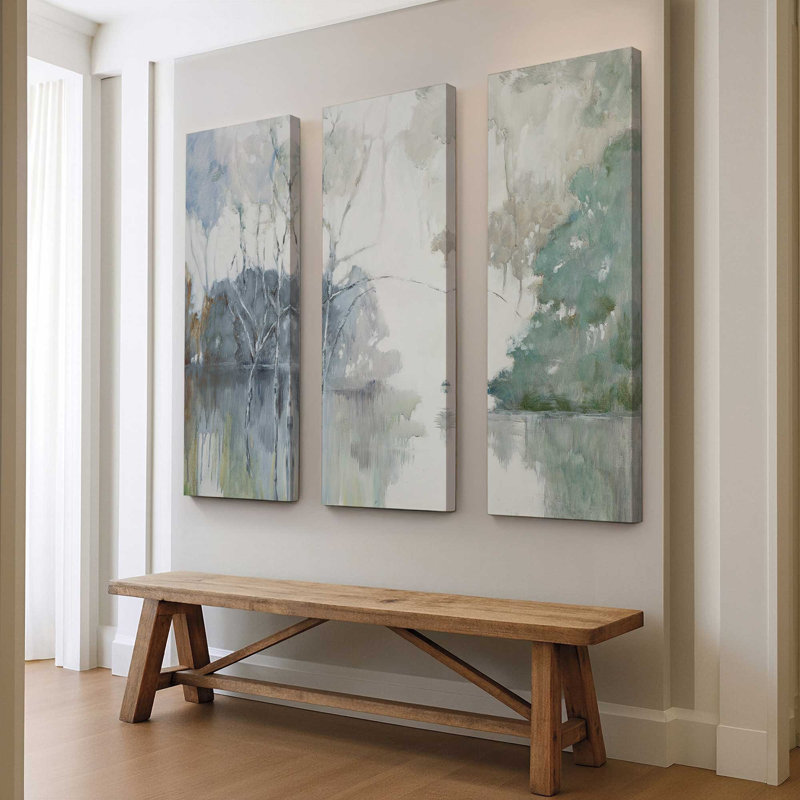 Impression de paysage aquatique tranquille,, 54" H x 54" W x 1.25" D, Toile tendue, 3