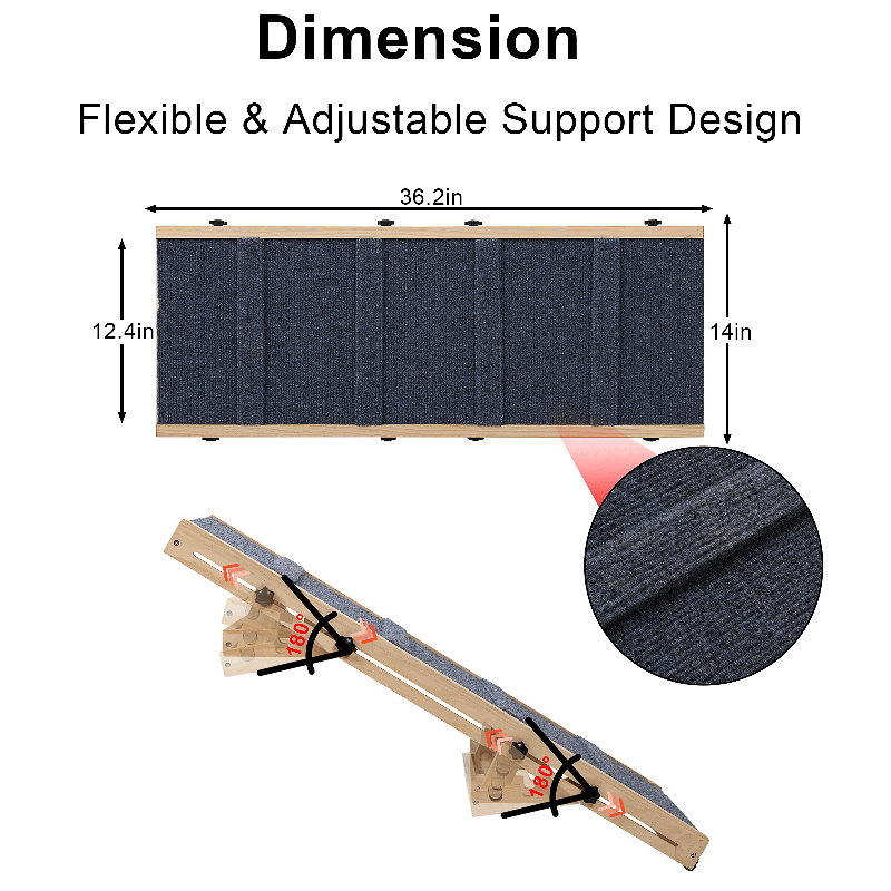 Rampe pour chien en bois pour escalier, rampe antidérapante pour animaux de compagnie pour petits et moyens chiens et chats