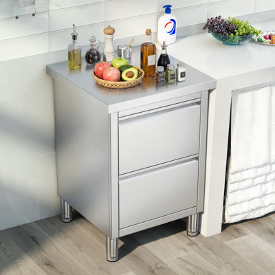 Armoire de rangement à double tiroir en acier inoxydable l 24 po