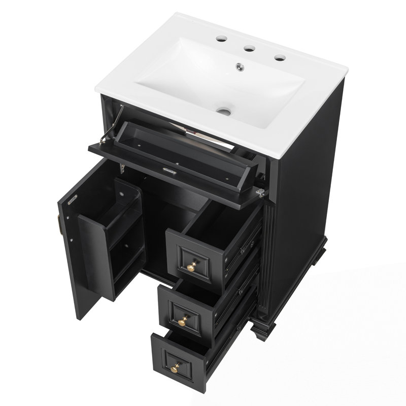 Meuble-lavabo 24 po avec lavabo, Noir