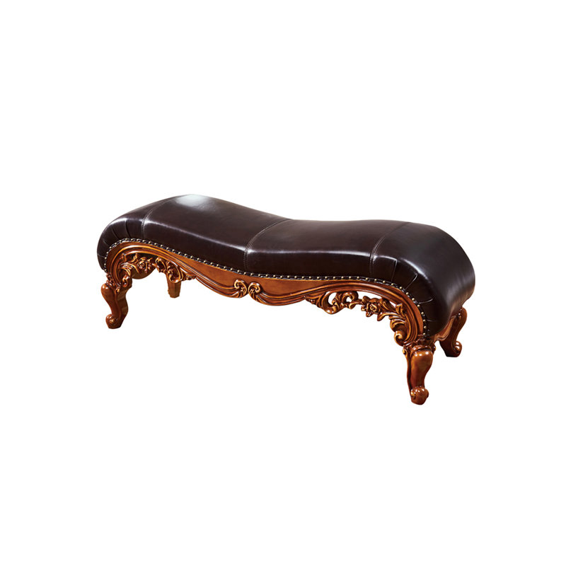 Banc rembourré en cuir véritable de style européen