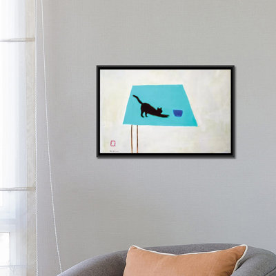 « cat on table », peinture sur toile tendue