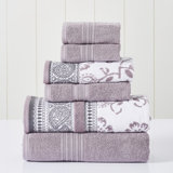 Modern Threads 6 Piece Set, 2 Bath Towels, 2 Hand Towels, 2 Washcloths Yarn Dyed Jacquard/Solid Towel Set Ophelia