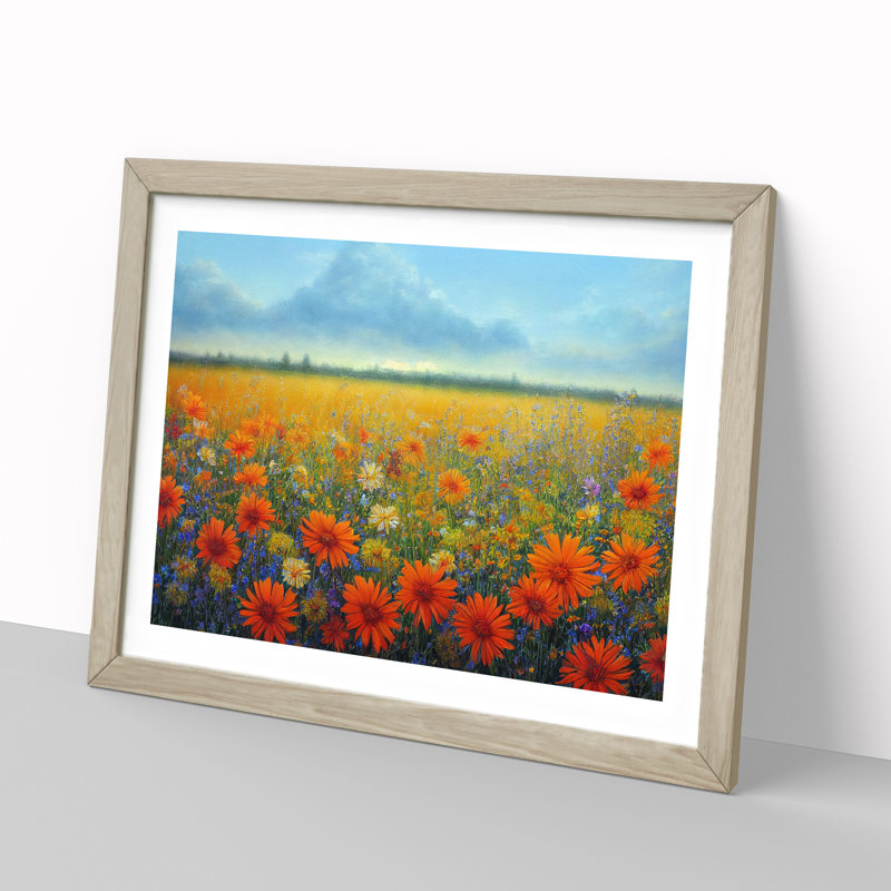 Delicious Wildflowers Floral - Single Picture Frame Painting, 25cm H x 34cm W x 2cm D, Oak