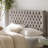Light Grey Fabric Queen Size Headboard - Tufted Button Design, Adjustable Solid Wood Frame & Metal Legs-424163018