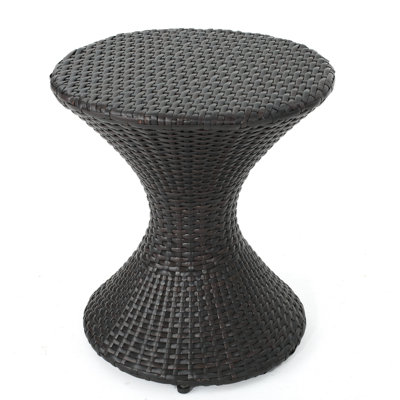 Outdoor 16-Inch Multi-Brown Wicker Hourgla Side Table