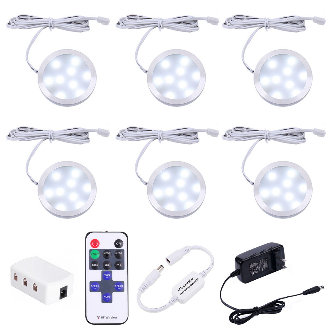 6 - Light LED Under Cabinet Puck Light AIBOO