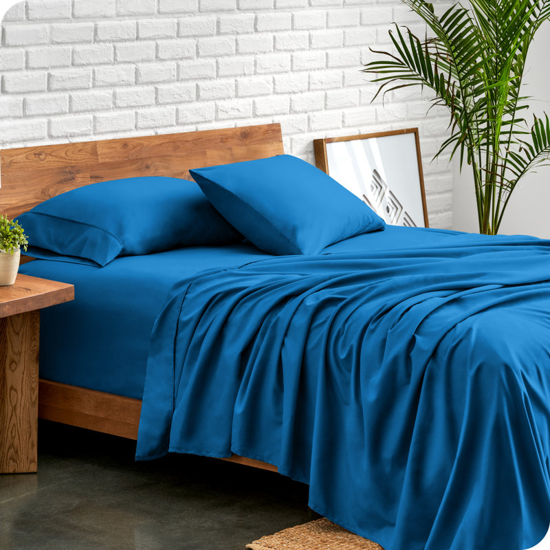 Bare Home Ultra-Soft Microfiber Sheet Set, Queen Sheet Set + 1 Fitted Sheet + 2 Pillowcases, Medium Blue