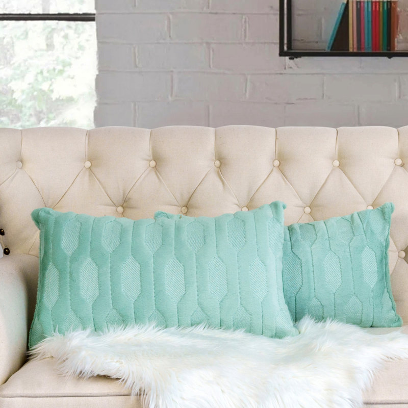 Housses de coussin en fausse fourrure Tatami, Vert glacé