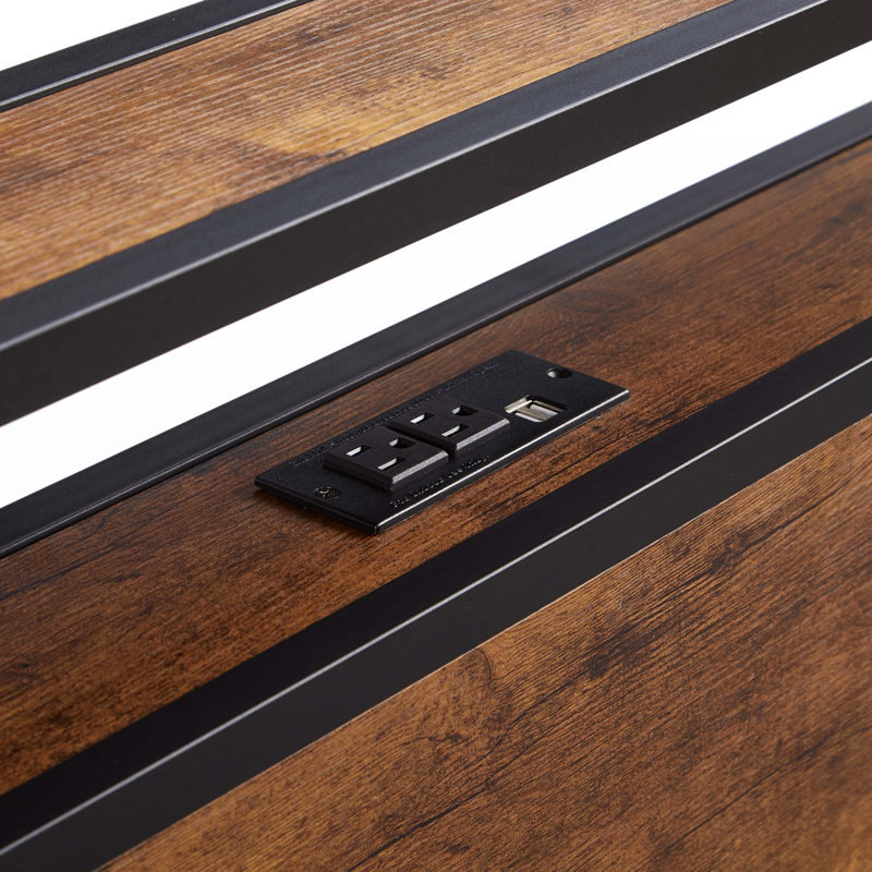 Structure de lit plateforme en métal avec USB, Simple