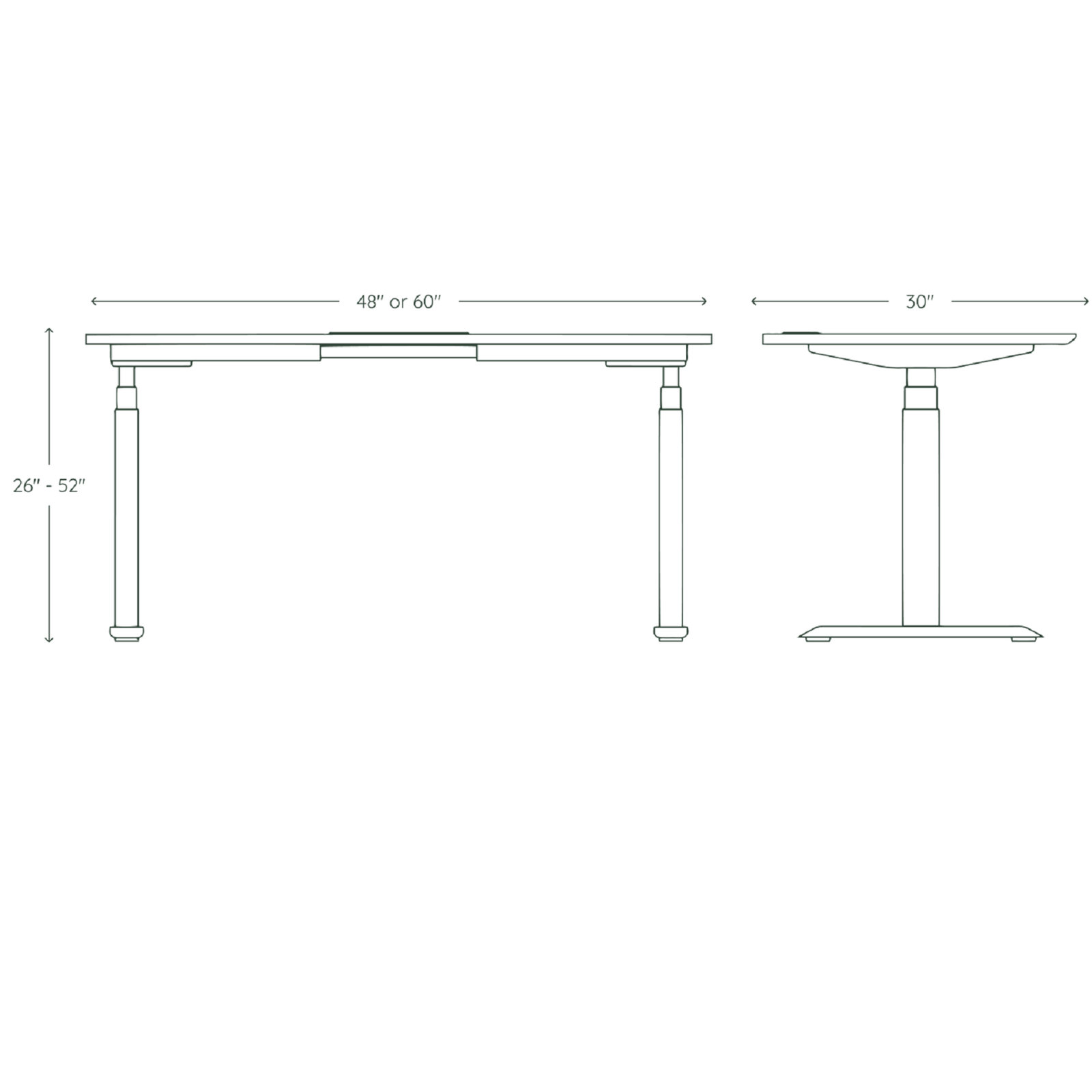 Standing Desk, 52" H x 60" W x 30" D, Fog, White
