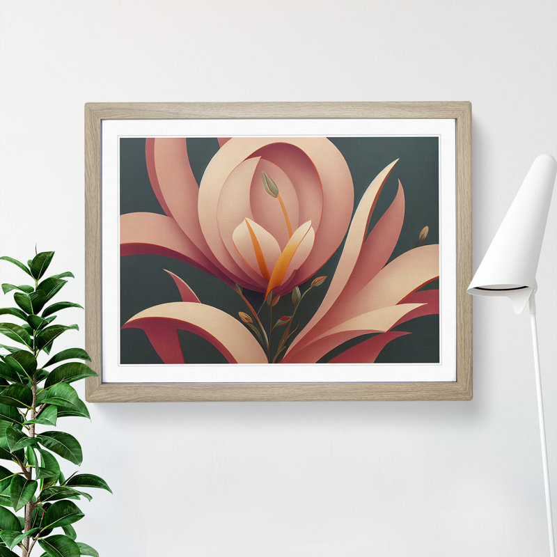 Blissful Modern Flowers - Single Picture Frame Print, Oak, 25cm H x 34cm W x 2cm D