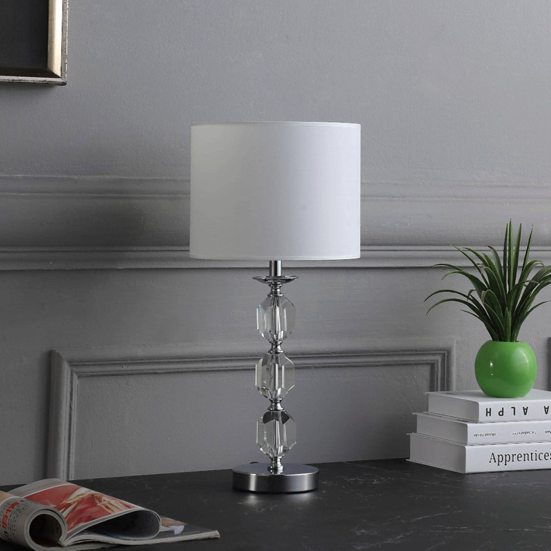 21" In Tilli Hexagonal Prism Crystal Orb Table Lamp