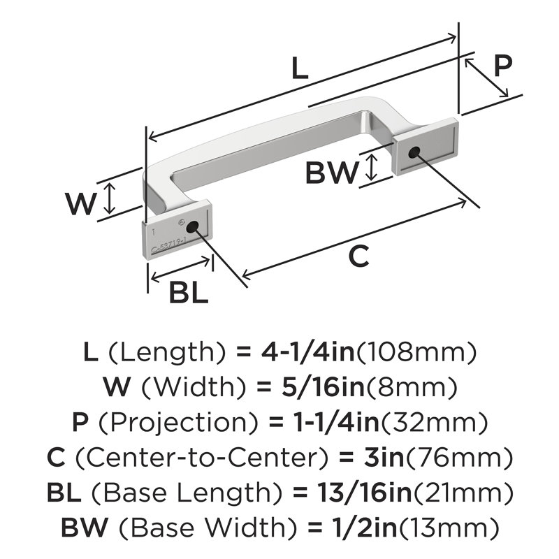 Westerly Bar Pull, 3", Polished Chrome