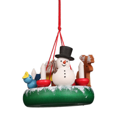 Figurine décorative suspendu couronne avec bonhomme de neige