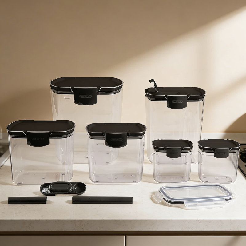 Ensemble de contenants de rangement hermétiques pour la cuisson - contenants de cuisine de 6 pièces avec outils spécialisés pour la farine, le sucre, la cassonade, le sucre en poudre et plus encore pour garder les ingrédients frais