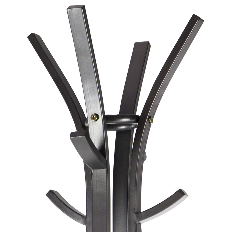 Dark Gray Metal Coat Rack with Umbrella Stand