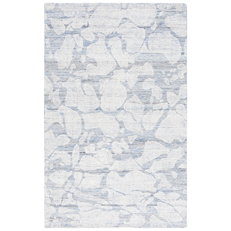Soho 660 Hand Tufted Wool/Viscose/Cotton Abstract Rug in Blue/Ivory, Rectangle 5' x 8'