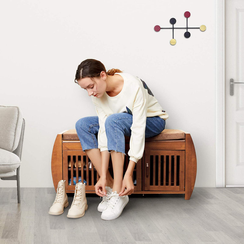 Range-chaussures en bambou avec rangement et rangement