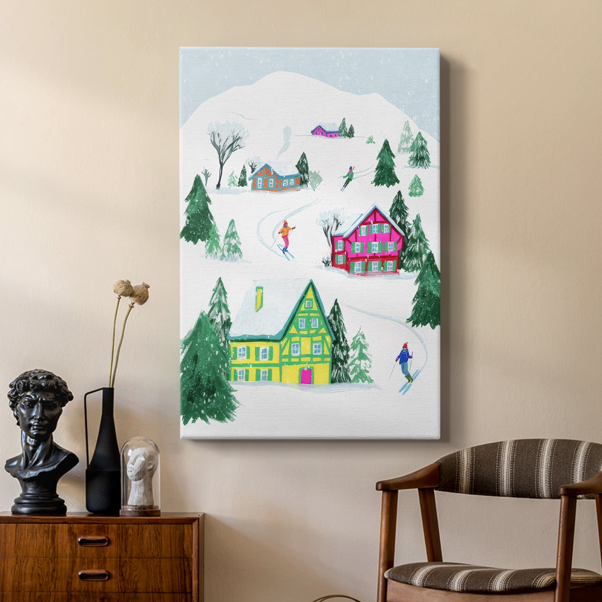 Ophelia & Co. Candy Ski Village I -Custom Wrapped Gallery Cavas | Wayfair