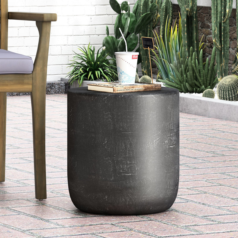 Table de bout intérieure en béton léger, noir mat, 15,85 po x 15,85 po x 15,56 po, table de bout polyvalente et attrayante en noir mat, pour l'extérieur