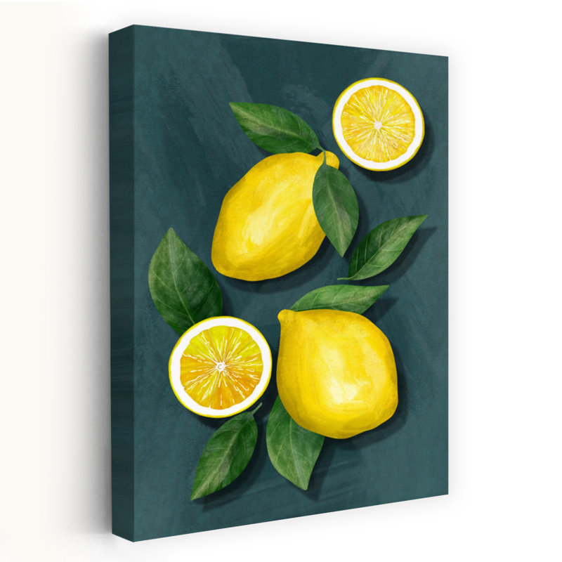 Art mural abstrait, fruits frais et citrons, H 18 po x l 12 po