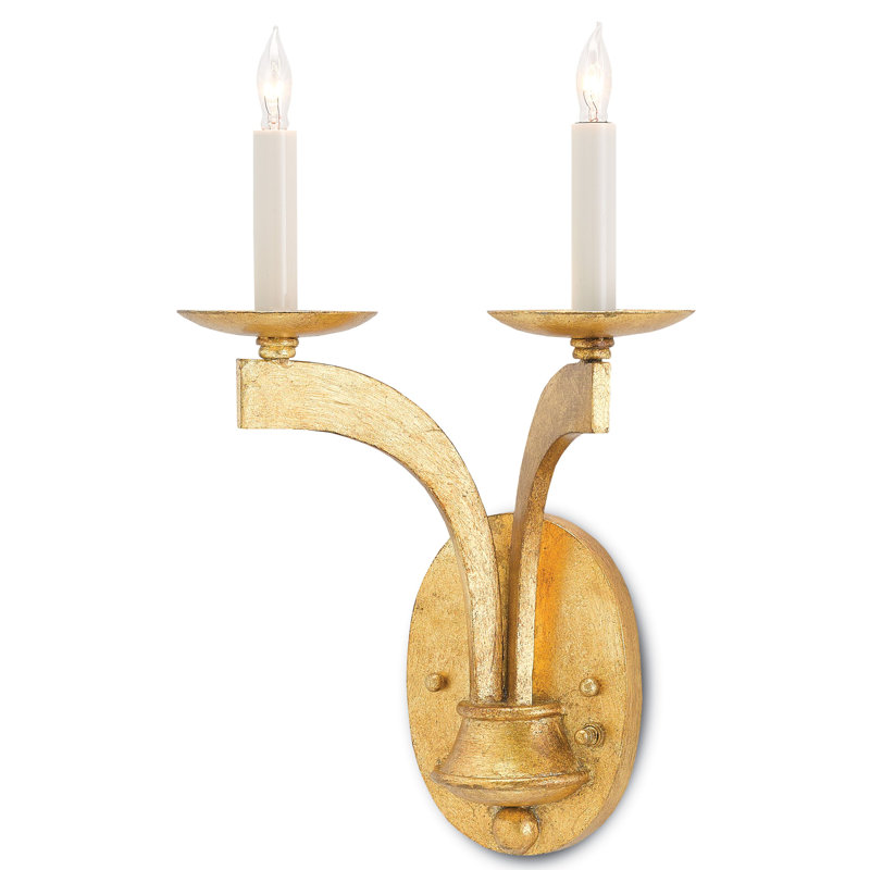 Venus Wrought Iron Candle Wall Light, Antique Gold Leaf
