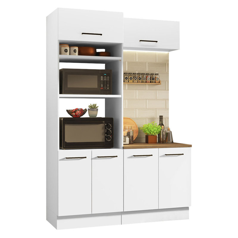 Ensemble de rangement de cuisine 3 pièces avec 3 portes et 3 tablettes ouvertes Madesa