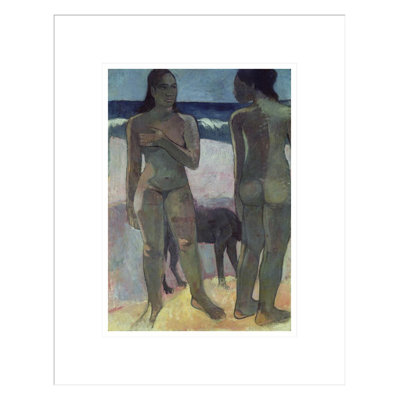 «Two Tahitian Women on the Beach» par Paul Gauguin - Estampe numérique encadrée