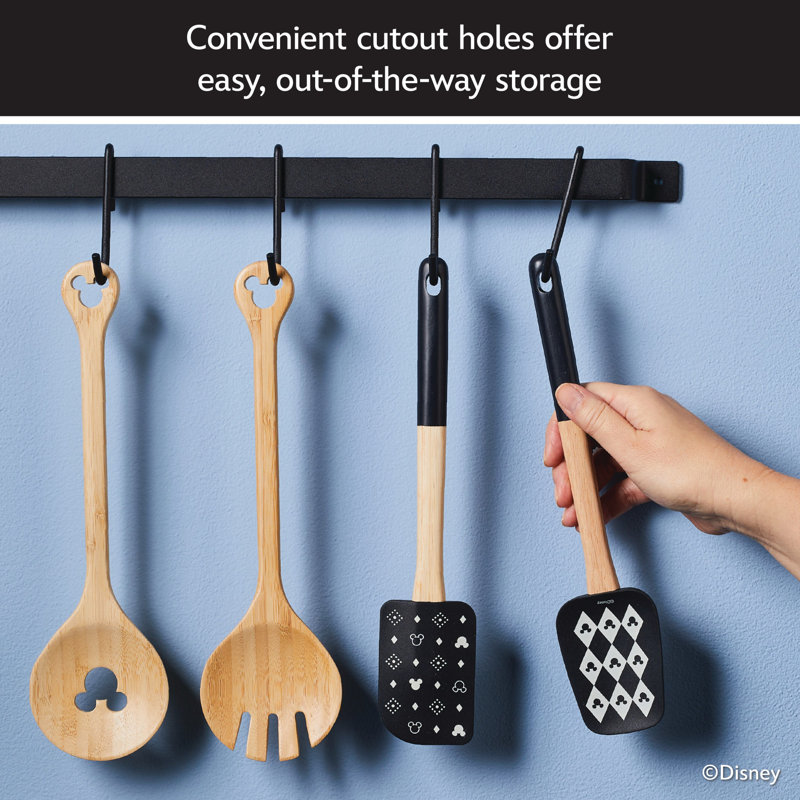 Disney Monochrome Silicone Spatula and Spoonula Set with Parawood Handles