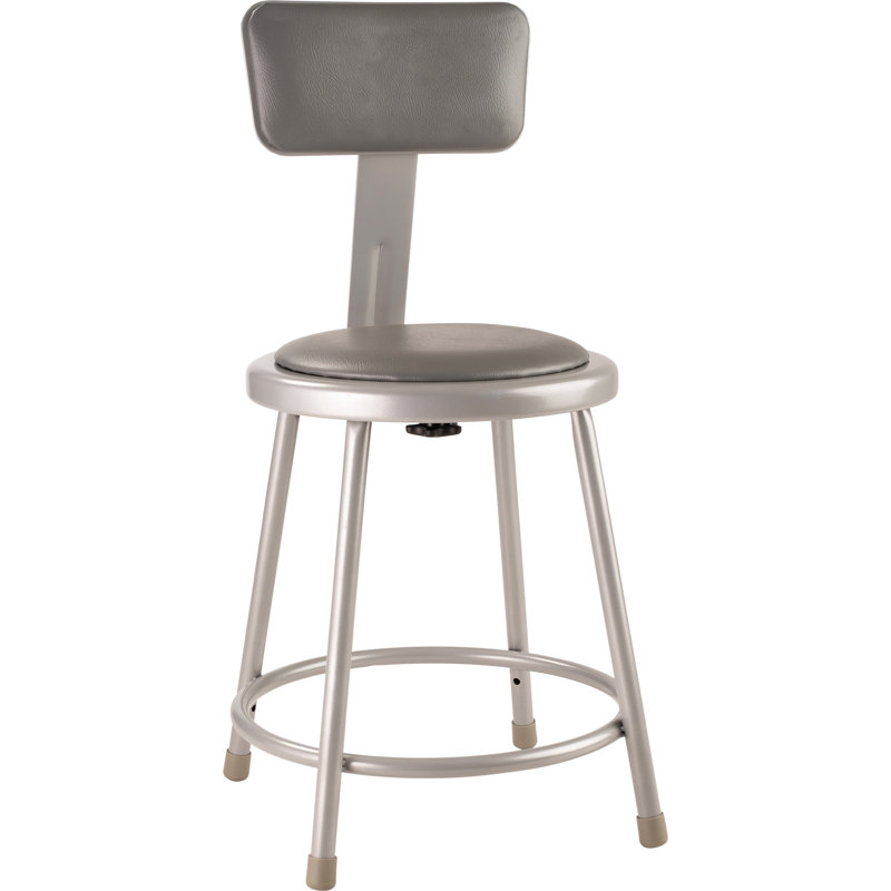 Backed Ergonomic Industrial Stool Footring, Gray, 18"