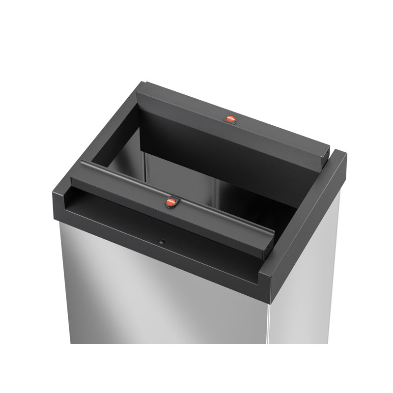 Swing Top Rubbish Bin, 52 L., Black/stainless steel