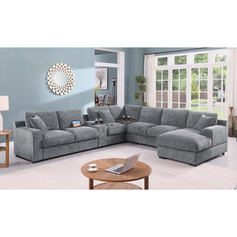 Canapé en chenille 141,5 po, Chenille gris pâle