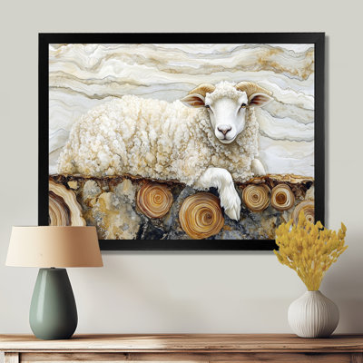Drislane doré marbré une rivière en bois - art mural de moutons pour le salon