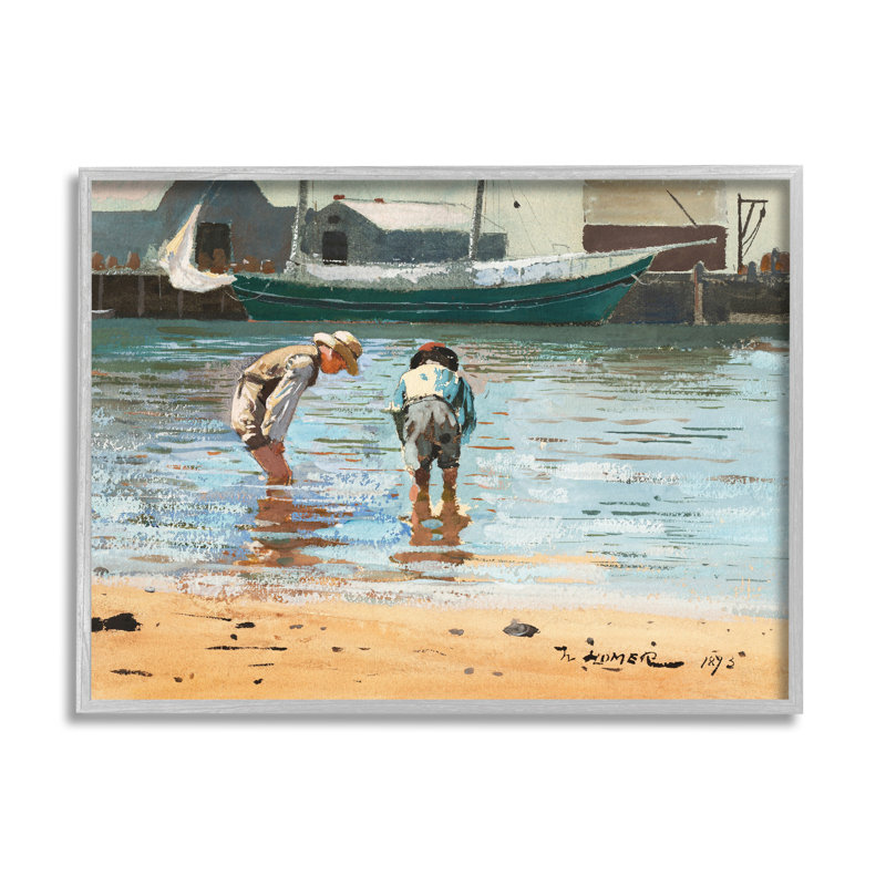 Port de plaisance People Beach, H 11 po x l 14 po x P 1,5 po, Estampe numérique Farmhouse