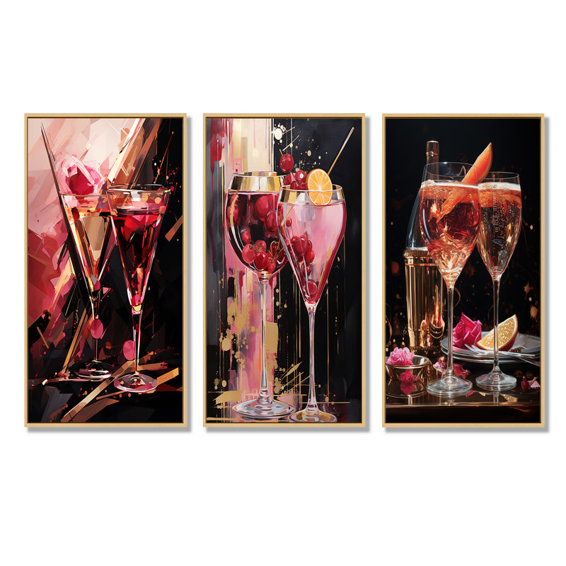 Kir Royale Radiance Cocktail, H 40 po x l 60 po, Cadre flottant brun
